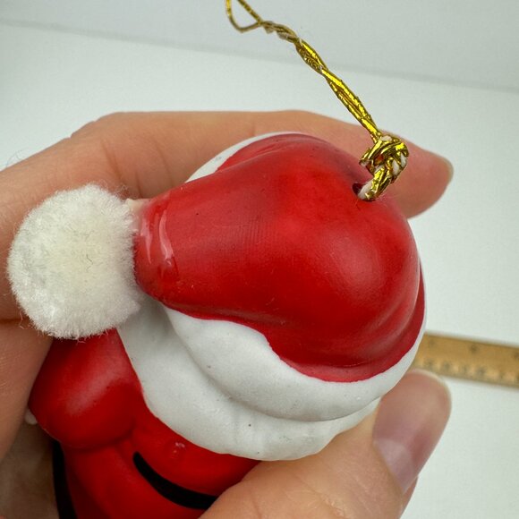 Vtg‎ Small Ceramic Porcelain Santa Clause Christmas Bell Gifts Candy Cane Jolly - Picture 9 of 9